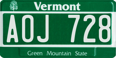 VT license plate AOJ728
