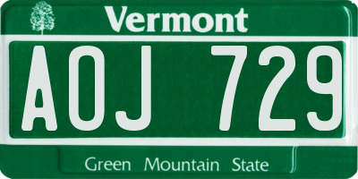 VT license plate AOJ729