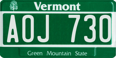 VT license plate AOJ730
