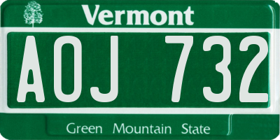 VT license plate AOJ732