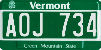 VT license plate AOJ734