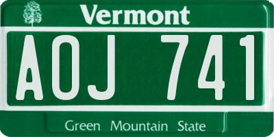 VT license plate AOJ741