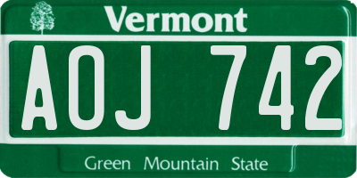 VT license plate AOJ742