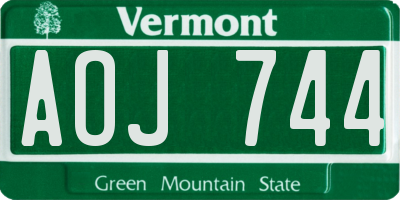 VT license plate AOJ744