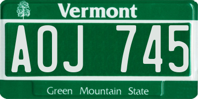 VT license plate AOJ745