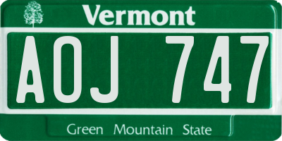 VT license plate AOJ747