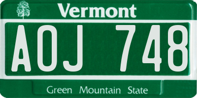 VT license plate AOJ748