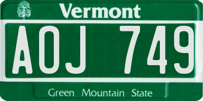 VT license plate AOJ749