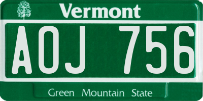 VT license plate AOJ756