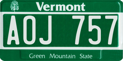 VT license plate AOJ757