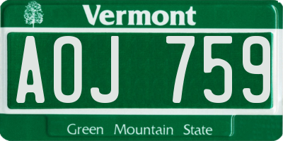 VT license plate AOJ759