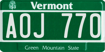 VT license plate AOJ770