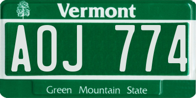 VT license plate AOJ774