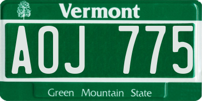 VT license plate AOJ775