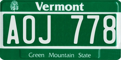 VT license plate AOJ778