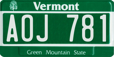 VT license plate AOJ781