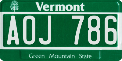 VT license plate AOJ786
