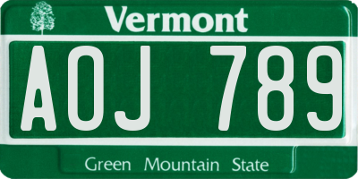 VT license plate AOJ789