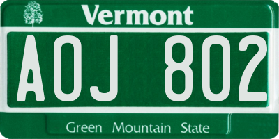 VT license plate AOJ802