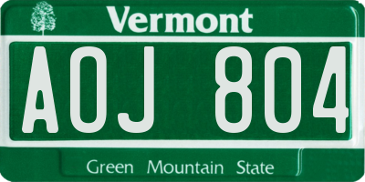 VT license plate AOJ804