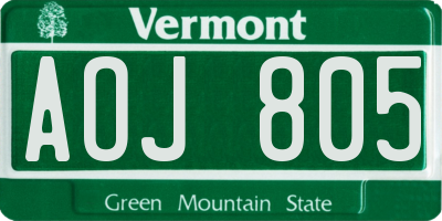 VT license plate AOJ805