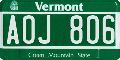 VT license plate AOJ806