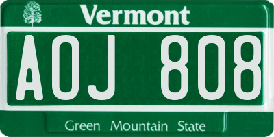 VT license plate AOJ808