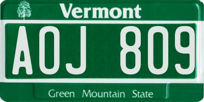 VT license plate AOJ809