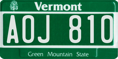 VT license plate AOJ810