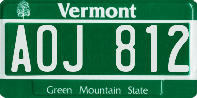 VT license plate AOJ812