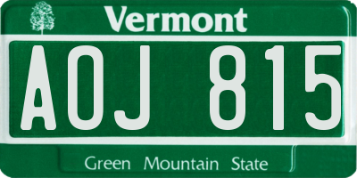 VT license plate AOJ815