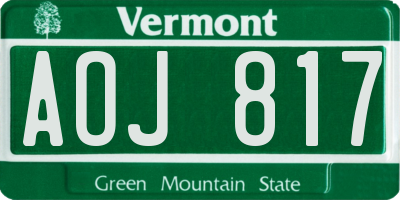 VT license plate AOJ817