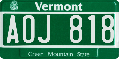 VT license plate AOJ818