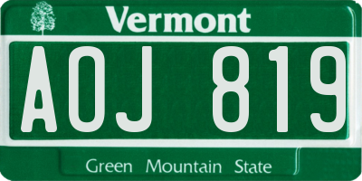 VT license plate AOJ819