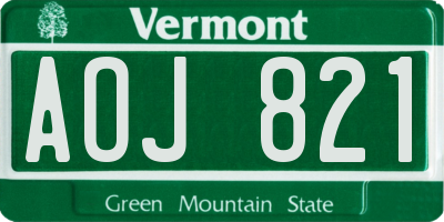 VT license plate AOJ821