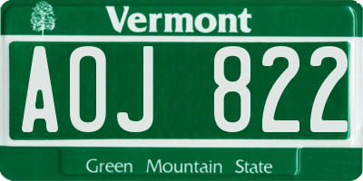 VT license plate AOJ822