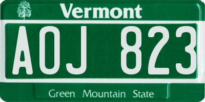 VT license plate AOJ823