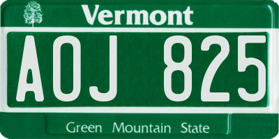 VT license plate AOJ825