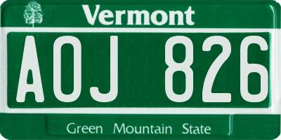 VT license plate AOJ826