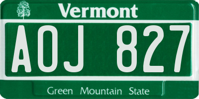 VT license plate AOJ827