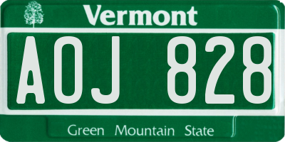 VT license plate AOJ828