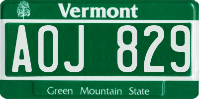 VT license plate AOJ829