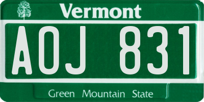 VT license plate AOJ831
