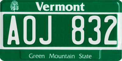 VT license plate AOJ832
