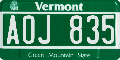VT license plate AOJ835