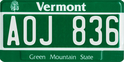 VT license plate AOJ836