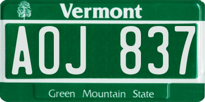 VT license plate AOJ837