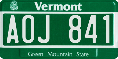 VT license plate AOJ841