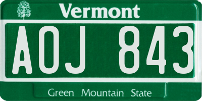 VT license plate AOJ843