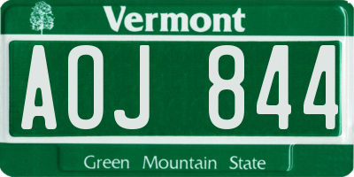 VT license plate AOJ844